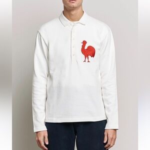 ROWING BLAZERS France 1912 Rugby Jersey White Red Embroidered Rooster Size Large